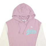 ADIDAS Womens Pink & Cream Cropped Pullover Hoodie UK 6 Cotton Blend Casual