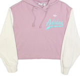 ADIDAS Womens Pink & Cream Cropped Pullover Hoodie UK 6 Cotton Blend Casual