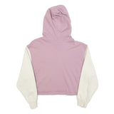 ADIDAS Womens Pink & Cream Cropped Pullover Hoodie UK 6 Cotton Blend Casual