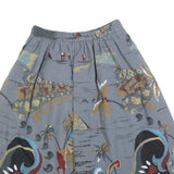 Womens Grey & Multicoloured Printed Pleated Knee Length Polyester Blend Skirt S