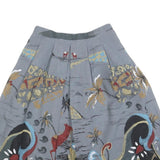 Womens Grey & Multicoloured Printed Pleated Knee Length Polyester Blend Skirt S