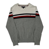 Tommy Hilfiger Striped Jumper - Large Black Cotton