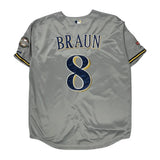 Milwaukee Brewers Majestic Mlb Jersey - XL Gray Polyester