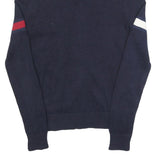 TOMMY HILFIGER Mens Navy Blue Patterned Zip Up Jumper Crew Neck Basic Knit XS