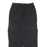 VANS Mens Black Relaxed Cargo Denim Jeans W29 L28 Elastic Waist Zip Closure