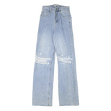 SEE SEE Womens Jeans Blue Relaxed Straight Denim Light W25 L33 Distressed