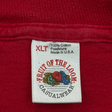 Tall Blank Fruit Of The Loom Single Stitch Long Sleeve T-Shirt - XL Red Cotton