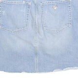 GUESS Womens Blue Denim Mini Cotton Blend Skirt S Embellished Distressed Casual