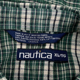 Nautica Checked Shirt - XL Green Cotton Blend