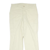 Mens Cream Polyester Regular Fit Cargo Trousers W32 L30 Casual Lightweight Zip