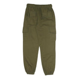 Mens Cotton Blend Olive Green Trousers Regular Fit Cargo W28 L29 Drawstring