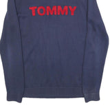 TOMMY HILFIGER Mens Blue Navy Cotton Blend Plain Crew Neck Basic Knit Jumper XL