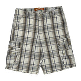 Lee Checked Cargo Shorts - 33W 10L Blue Cotton