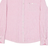 HILFIGER DENIM Womens Pink & White Striped Shirt XL Button Down Cotton Blend
