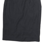 BURBERRY Womens Black Pencil Knee Length Cotton Skirt UK 4 Classic Elegant Zip