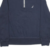 NAUTICA Mens Navy 1/4 Zip Sweatshirt M Cotton Blend Pullover Casual