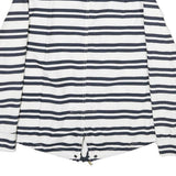 ZARA Womens White & Navy Striped Casual Jacket M Polyester Zip