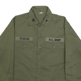 Mens Green Cotton Blend Military Style Shirt L Button Front Patch Pockets