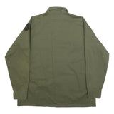 Mens Green Cotton Blend Military Style Shirt L Button Front Patch Pockets