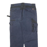 DICKIES Mens Cotton Blend Navy Blue Relaxed Straight Trousers W34 L30 Workwear