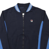 FILA Womens Navy Blue & Light Blue Track Jacket S Polyester Blend Zip Logo