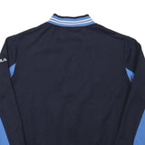 FILA Womens Navy Blue & Light Blue Track Jacket S Polyester Blend Zip Logo
