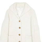HD MODES Womens White Wool Blend Jacket Button UK 16 Classic Knit Fall Winter