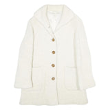 HD MODES Womens White Wool Blend Jacket Button UK 16 Classic Knit Fall Winter