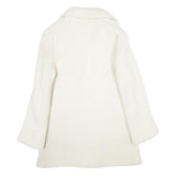 HD MODES Womens White Wool Blend Jacket Button UK 16 Classic Knit Fall Winter