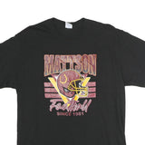PORT & COMPANY Mens Black Mattson Football Graphic T-Shirt L Short Sleeve Crew