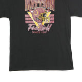 PORT & COMPANY Mens Black Mattson Football Graphic T-Shirt L Short Sleeve Crew