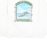 HANES Womens White Crew Neck L Sweatshirt Pupu O' Hawaii Outrigger Print