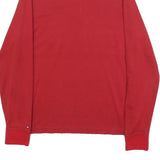 TOMMY HILFIGER Mens Red & White Long Sleeve Plain Polo Shirt M Casual Cotton