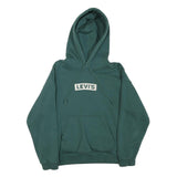 LEVI'S Mens Green Pullover Hoodie S Cotton Blend Drawstring Casual Sweatshirt