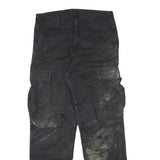 CARHARTT Mens Black Cotton Blend Relaxed Cargo Trousers W34 L32 Workwear