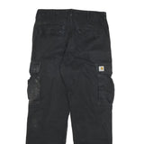 CARHARTT Mens Black Cotton Blend Relaxed Cargo Trousers W34 L32 Workwear