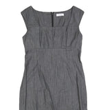 CALVIN KLEIN Womens Grey Fit & Flare Cotton Blend Dress M Elegant Workwear