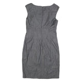 CALVIN KLEIN Womens Grey Fit & Flare Cotton Blend Dress M Elegant Workwear