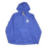 SPORTMASTER Womens Blue Hooded Nylon Jacket L Lightweight Windbreaker Half Zip