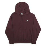NIKE Mens Maroon Pullover Hoodie L Cotton Casual Sportswear