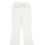 BAN-JARA Womens Regular Fit Flared Denim White Cotton Blend Zip W22 L32 Jeans