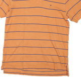 TOMMY HILFIGER Mens Orange & Blue Stripe Short Sleeve Polo Shirt M Casual Summer
