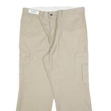DICKIES Mens Relaxed Beige Cotton Blend Cargo Trousers W40 L32 Workwear Casual