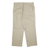 DICKIES Mens Relaxed Beige Cotton Blend Cargo Trousers W40 L32 Workwear Casual
