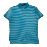 Polo By Ralph Lauren Striped Polo Shirt - Medium Blue Cotton