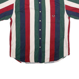COLISEUM CLASSIC Mens Blue & Red & Green & White Stripe Shirt XL Cotton Button