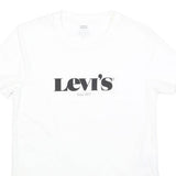 LEVI'S Womens White Logo Graphic T-Shirt XS Short Sleeve Crew Neck Cotton