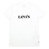 LEVI'S Womens White Logo Graphic T-Shirt XS Short Sleeve Crew Neck Cotton