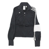 ADIDAS Womens Black & White Track Jacket UK 12 Polyester Zip Classic Sportswear