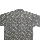 HENRY GRETHEL Mens Black & Cream Pattern Cotton Shirt XL Short Sleeve Casual